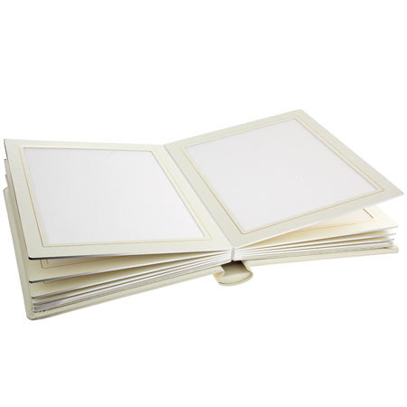 Flashpoint Pro Book Bound Album, Holds 24 8x10" Photos, Leatherette Cover With Window, Color: Ivory Pages, Ivory Cover, Silver Gilding.