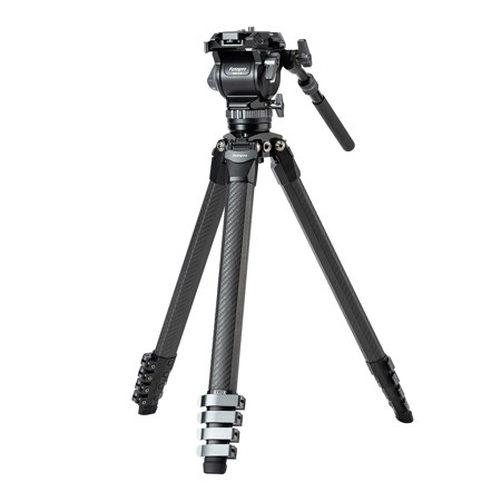 FotoPro Origin O-9 5-Section Carbon Fiber Tripod with MH-12 Fluid Head Black/Gray