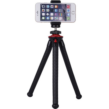 FotoPro UFO 2 Flexible Tripod with Smartphone and GoPro Adapter, 28.22 oz Capacity, Black/Red