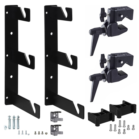 Flashpoint Background Holder Triple Hooks, Pair, Black w/2x Super Clamp, Bumpers