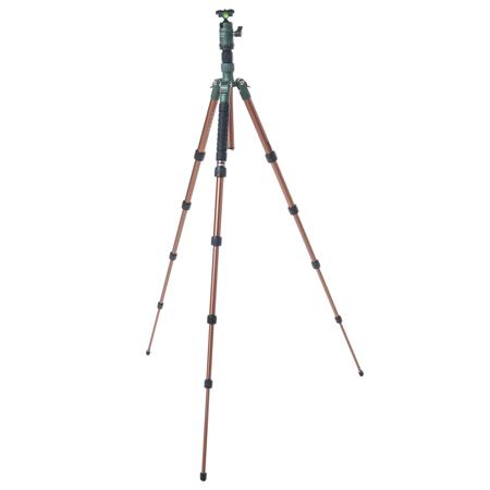 FotoPro X-Go Gecko 5-Section Aluminum Tripod with FPH-42Q Ball Head, Brown/Matte Green
