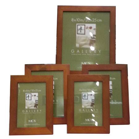 MCS Flat-top Wood Picture Frame Set of 5, 2-4x6, 2-5x7, 1-8x10, Chestnut