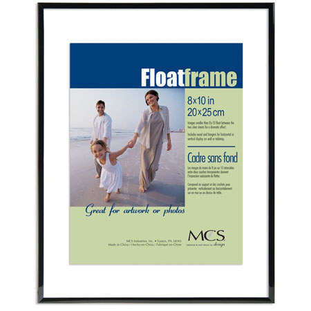 MCS Original Plastic Float Frame with a -1/4" Width Molding, 8x10" for a 5x7" Photograph, Color Black,