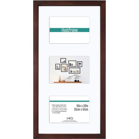 MCS 10x20" Float Wood Frame for 3-4x6" Photograph, Molding 3/4", Walnut