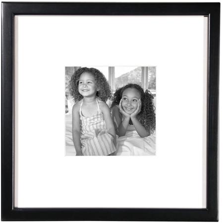 MCS East Village Series 12x12" Wood Picture Frame with a White Mat for a 6x6" Photograph, 5/8" Molding, Black