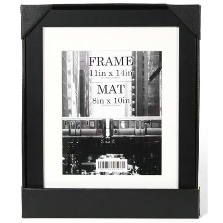 Art.Com Soho Series 11x14" Matted Wood Photo Frame for 8x10" Picture, Black