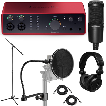 Focusrite Scarlett 16i16 4th Gen USB Audio Interface,with Mic, Stand & Headphone