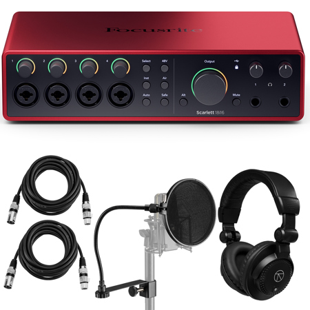 Focusrite Scarlett 18i16 4th Gen USB Audio Interface, with Headphone & XLR Cable