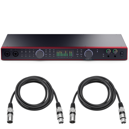 Focusrite Scarlett 18i20 4th Gen USB Audio Interface with Software Suite, Bundle with 2x 10' XLR Male to Female Cable