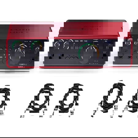 Focusrite Scarlett 2i2 4th Gen 2x2 USB Audio Interface Bundle with 2 6' XLR Cables, For PC & MAC