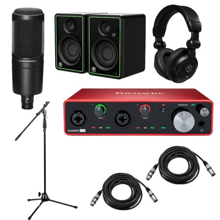 Focusrite Scarlett 4i4 3rd Gen USB Interface w/SW, w/Audio-Technica AT2020 Mic