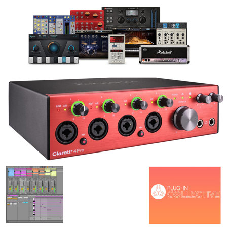 Focusrite Clarett+ 4Pre 8-Ch 18-In/8-Out Audio Interface, S/W