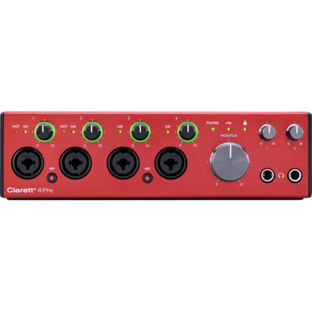 Focusrite Clarett+ 4Pre 8-Channel 18-In/8-Out Audio Interface with Software Suite for PC and Mac