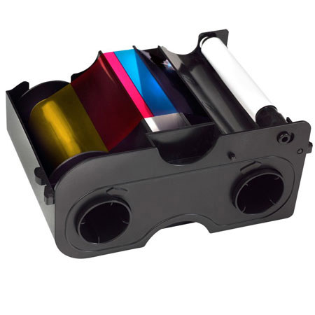 Fargo YMCKO Color Ribbon Cartridge with Cleaning Roller