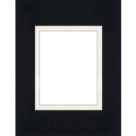 MCS Beveled / Double Mat for 11x14" Photos, Black with White Inner Border.