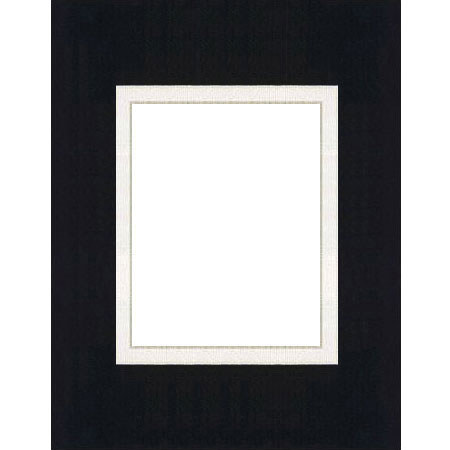 MCS Beveled / Double Mat for 3-1/2" x 5" Photos, Black with White Inner Border.