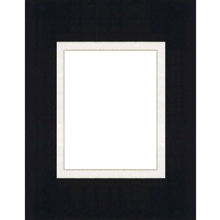 MCS Beveled / Double Mat for 5x7" Photos, Black with White Inner Border.