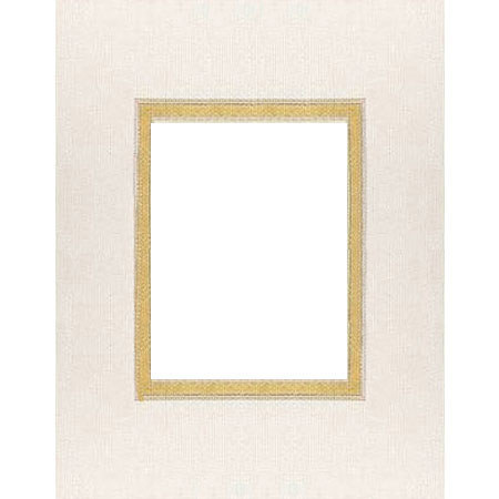 MCS Beveled / Double Mat for 5x7" Photos, Natural Linen with Gold Inner Border.