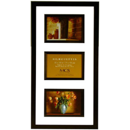 MCS TT Wall Silhouettes, 10x20" Wood Frame with Three 4x6" Openings, Black.