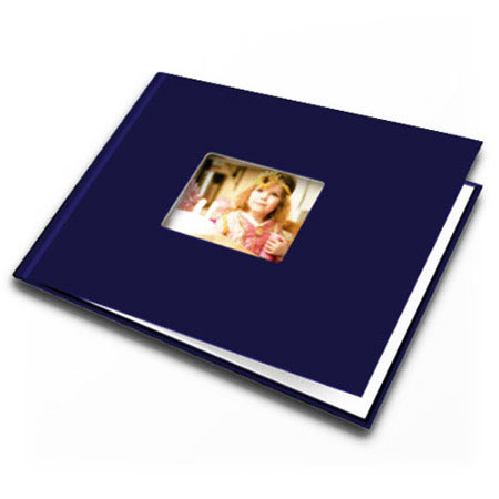 Unibind ProBook , leather 8.5x11 landscape 7mm , With Window on Cover For a 3.5x5" , Color: navy .