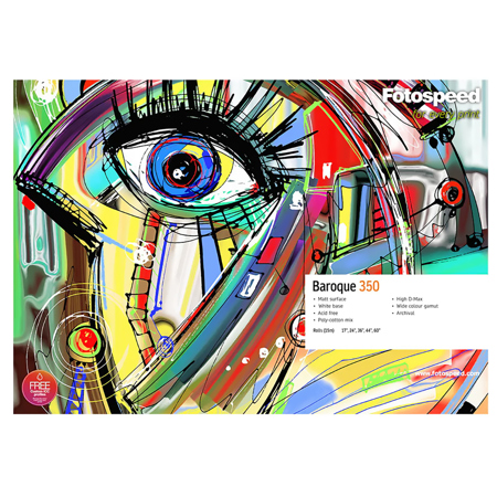 Fotospeed FT Canvas Matt Baroque 350 Inkjet Paper, 350gsm, 44"x49' Roll
