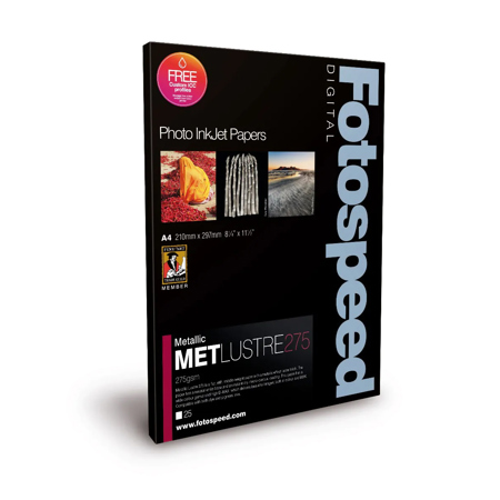 Fotospeed Metallic Lustre 275 Inkjet Paper, 275gsm, 8.3x11.7", 25 Sheets