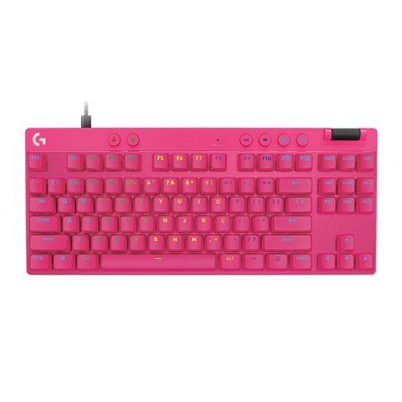 Logitech Pro X TKL RAPID Wired RGB Gaming Keyboard,Magnetic Analog Switches Magenta