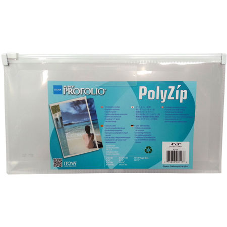 Itoya PolyZip Art & Photo Envelope, 4x9" Envelope and Pencil/Pen Size, Clear