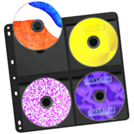Clear-File Archival CD Storage Pages, Holds Four Discs per Side, Pack of 5 Pages.