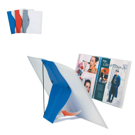 Itoya Pop-Up Easel Profolio Presentation / Display Book, 8.5x11", Twelve Pages with White Insert Sheets, Color: Semi-translucent White Covers with Blue Easel Stand.