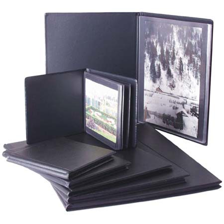 Florence 4x6" Professional Series Bound Portfolio Album with 12 Sewn in Pages, Leather Grain Vinyl Covers.