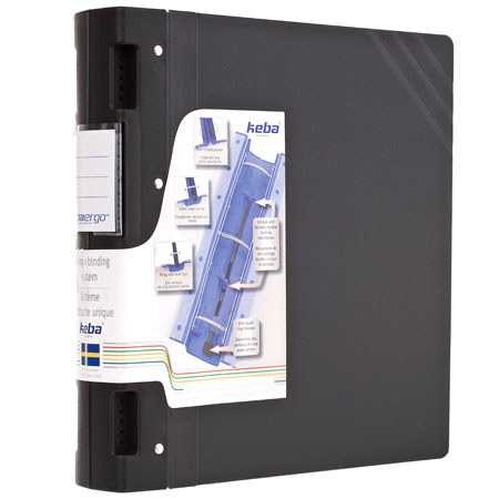 Itoya Keba Sweden Binder Polypropylene Cover, 3 Ring Binder 1.5" Ring, Black