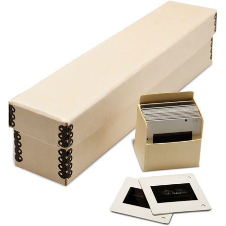 Print File Slide Storage Box with 8 Archival Slide Bins, Tan 295-0100