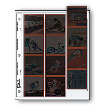 Print File 120 Size Negative Pages Holds Three Strips of Four 6x6 Frames, Pack of 100
