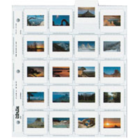 Print File Archival 35mm Slide Pages Holds Twenty 2" x 2" Mounted Transparencies, Top Loading, Frosted Back, Pack of 25