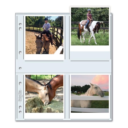 Print File Archival Photo Pages Holds Eight 4x4.5" Prints, Pack of 100