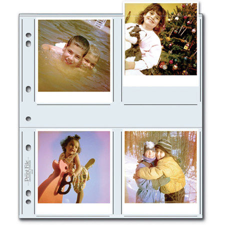 Print File Archival Photo Pages Holds Eight 4x4.5 Prints, Pack of 25  060-0690