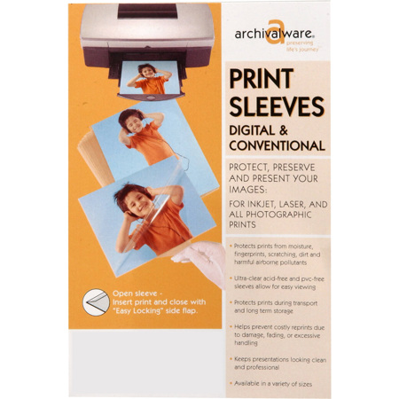 Archivalware 8x10" Open Flap Sleeves Holds Single Frame, Pack of 200, Clear