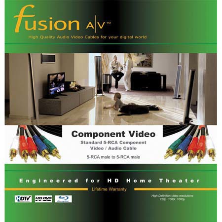 Fusion A/V Standard Component 5 RCA Video Cable, 6 ft