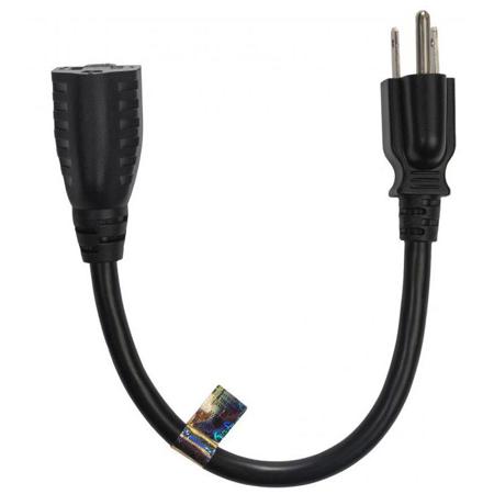 Furman Sound 13 Amp NEMA 5-15P to NEMA 5-15R Power Extension Cable, 12''