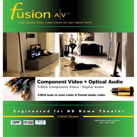 Fusion A/V 1.5Ft Standard Component 3 RCA RGB Cable
