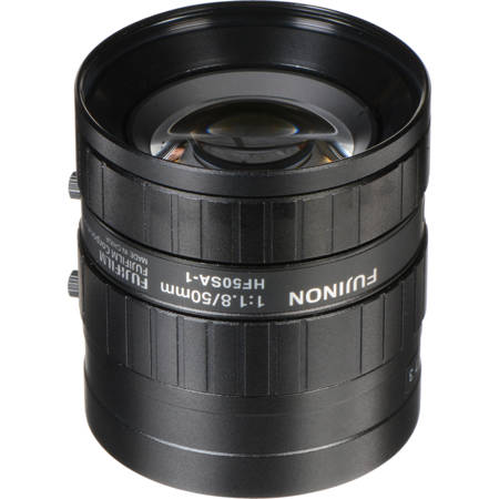 Fujinon HF50SA-1 2/3" 50mm F1.8-F22 Fixed Focal Lens for 5MP Cameras, C-Mount, Manual Iris, Industrial and Machine Vision Applications