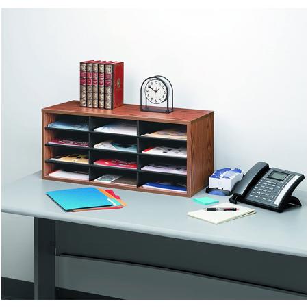 Fellowes Literature Organizer - 12 Compartments Medium Oak SKU#1129264