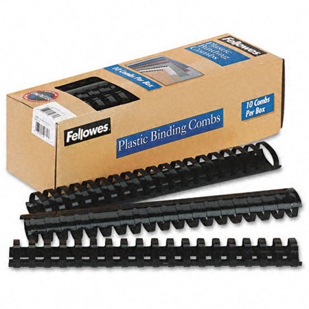 Fellowes Plastic 1-1/2" Comb Binding, 10 Pack, Black