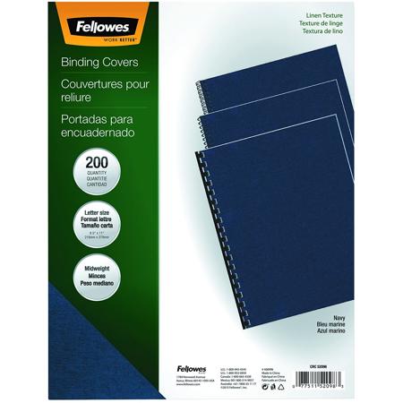 Fellowes Navy Linen Letter Size Binding Covers, 200 Pack