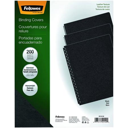 Fellowes Executive Black Oversize Binding Covers, 200 Pack
