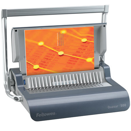 Fellowes Quasar Manual Comb Binding Machine, Metallic Grey