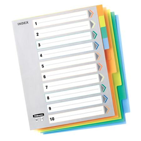 Fellowes Index Tabs, 10 Tabs, Unpunched