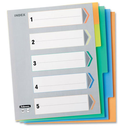 Fellowes Index Tabs, 5 Tabs, Unpunched