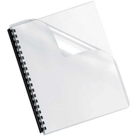 Fellowes Crystals Clear Oversize Pre-Punched Covers, 100 Pack